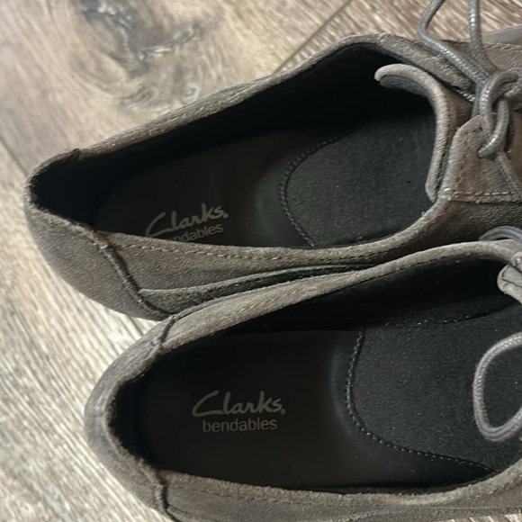 Clarks Bendables Womens Oxford Heels Gray Leather Lace Up size 10M - Picture 5 of 10